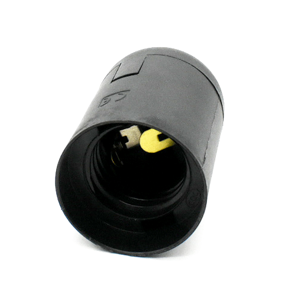 E27 Fassung schwarz Thermoplast 2-teilig Glattmantel u. Rastkappe M10x1  Gewinde