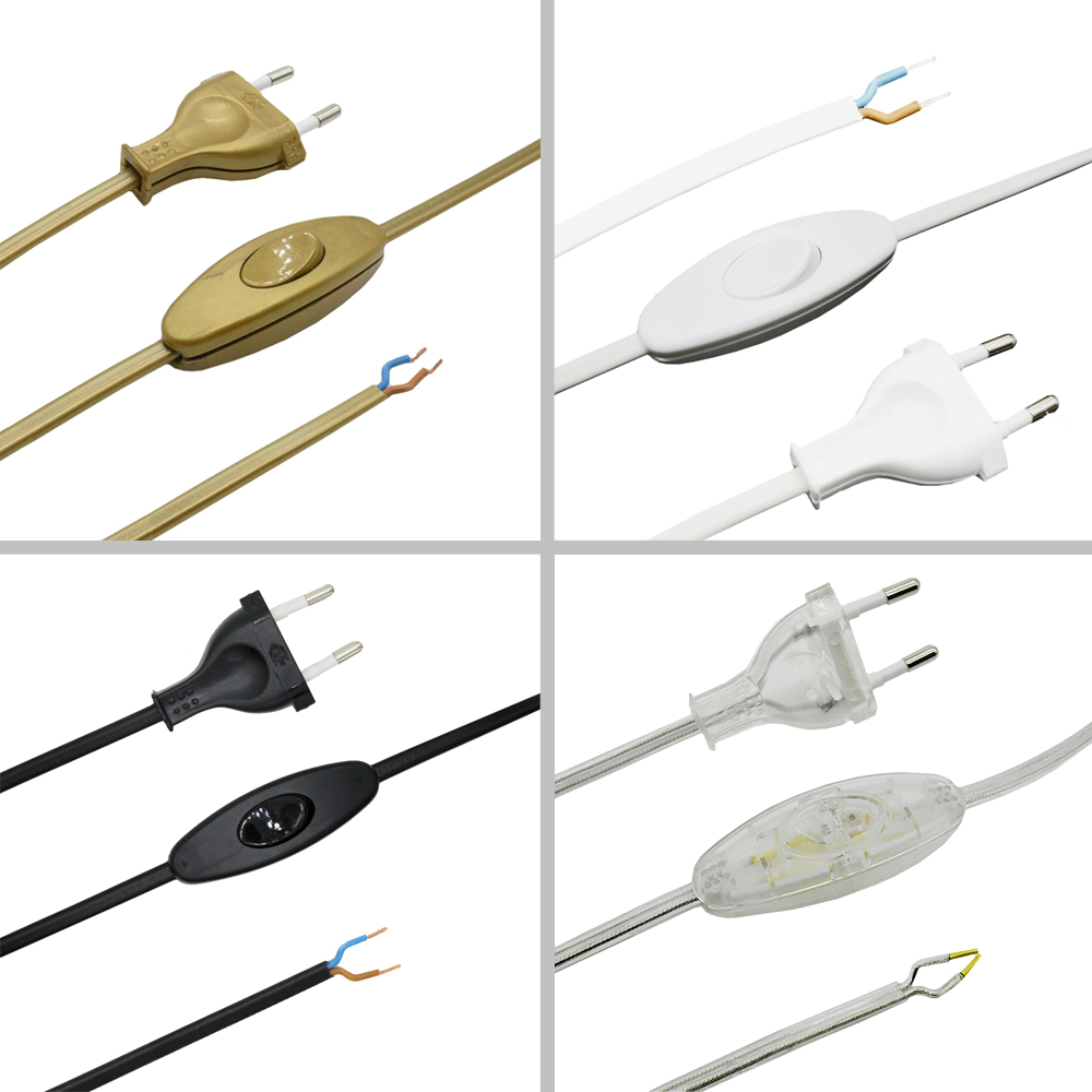 Netz-Kabel mit Schnurzwischen-Schalter Eurostecker E14 Lampen-Fassung