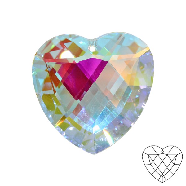 Kristallglas Herz ø 40mm Aurora-Borealis Regenbogenfarben im Geschenkbeutel